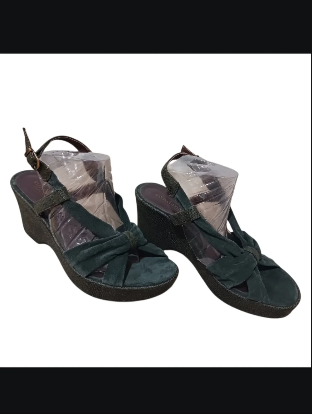 Sundance Wedge Platform Slingback Sandal Embossed 9.5/10
